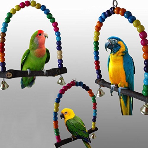 Parrot Toys Wooden Bird Swings, 5.5''x 5.6'' Multi-color Conure Cockatiel Swing Hanging Toys for Small Animal, Parakeets,Budgie - PawsPlanet Australia