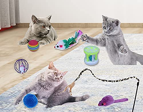 Cat Kitten Toys Set 27 PCS, Collapsible Cat Tunnels for Indoor Cats,Interactive Cat Feather Toy Fluffy Mouse Crinkle Balls Toys for Cat Puppy Kitty Kitten - PawsPlanet Australia