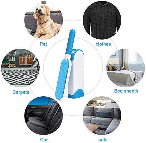 Alliebe Pet Dog Cat Hair Remover, No Leads and No Waste, Improved Reusable Pet Hair Remover Brush Home Care Helper Double-Sided(Blue) Blue - PawsPlanet Australia