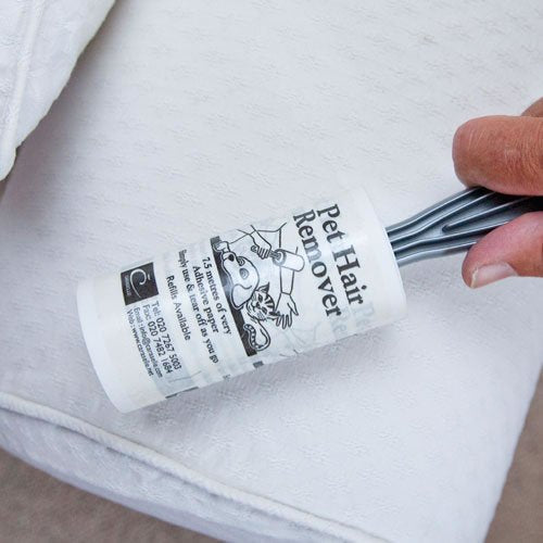 7.5m Clothes Brush For Pet Hair - Handy Lint Remover with the Stickiest Un-Perforated Paper on the Market. Refillable, Easy to Use and Long-Lasting with Fast UK Delivery. White Design Roller 1 - PawsPlanet Australia