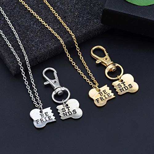 2pcs BFF Friendship Gifts for Dog Lover Gold Matching Pendant Necklace Dog Bone Keychain for Dog Owner Christmas Birthday Gifts - PawsPlanet Australia