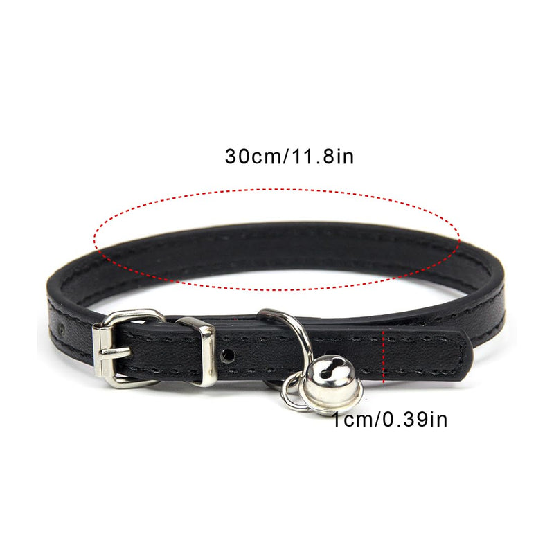 Tadipri Pack of 2 Leather Cat Collars with Bell Polished Safety Collar for Cats with Elastic Strap for Kittens Puppies Dogs Cats (Black/Khaki) - PawsPlanet Australia