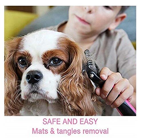 EMK Sports Professional Small Pet Dog Cat Comb Brush Grooming Comb Undercoat Rake Dematting Tool (Small Pink) - PawsPlanet Australia