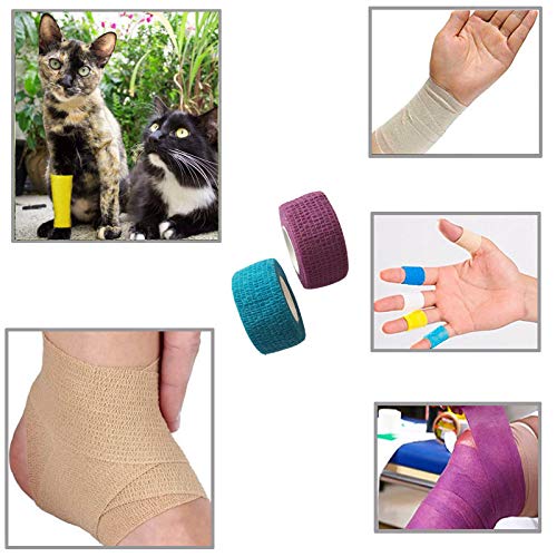 Desenda 6 Rolls Breathable Pet Vet Wrap, 1" x 5 Yards Self Adhesive Non Woven Bandage Wrap Elastic Cohesive Bandage for Sports Injury: Ankle, Knee and Wrist Sprains - PawsPlanet Australia