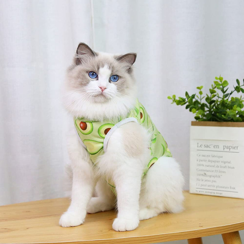 MeiAOBest Cat Professional Recovery Suit for Abdominal Wounds or Skin Diseases, After Surgery Wear, Pajama Suit, E-Collar Alternative for Cats Kitty Small Dogs (S, Green) S - PawsPlanet Australia