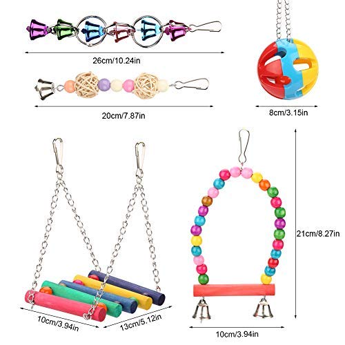 5pcs/Set Bird Parrot Toys Colorful Hanging Bell Ball Perches Swing Hammock Bird Cage Toys for Parrots Small Parakeets Cockatiels - PawsPlanet Australia