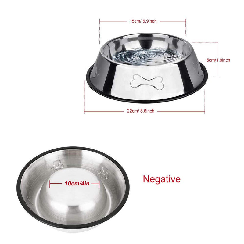 SUOXU 2 Stainless Steel Dog Bowls, Dog Feeding Bowl, Dog Plate Bowls With Non-slip Rubber Bases,Small Pet Feeder Bowls And Water Bowls (M-580 ml /19.6oz) M-580 ml /19.6oz - PawsPlanet Australia