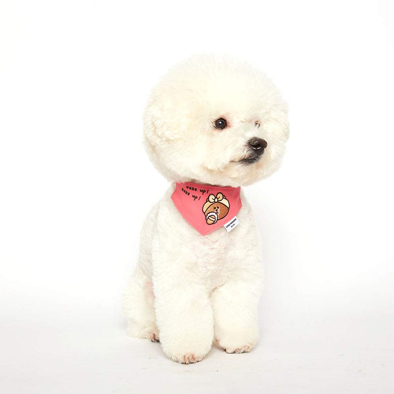 [Australia] - ODD PET Line Friends Belt Scarf- Dog Scarf Bandana – Character Scarf for Dog – Character Embroidery – Easy to Put on Choco 