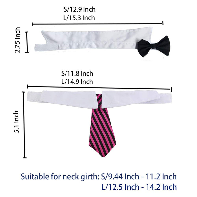 [Australia] - ANIAC 6 PCS Pet Adjustable Striped Necktie with White Collar Neck Accessories for Cats and Small Dogs 