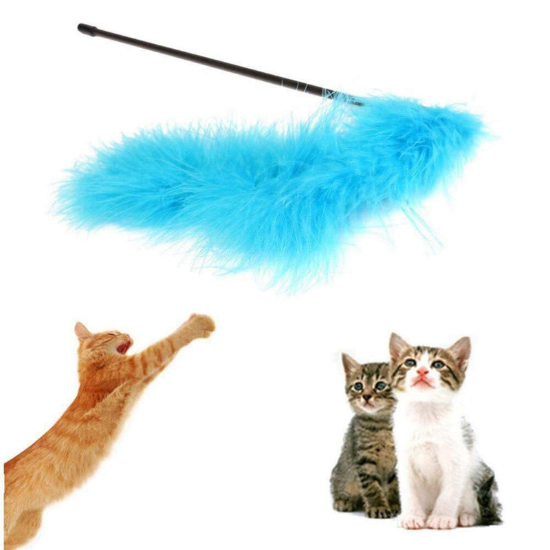 [Australia] - SPDD Feather Interactive Cat Toys Wand Cat Supplies Colorful Feather Tease Cat Rod Pet Products for Kitten Cat Having Fun Exercise Playing 