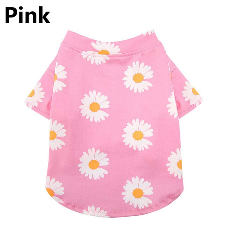 WEYATO Dog Shirts Flowers Summer Cool Beach Shirts Comfy Stylish Breathable Puppy T-Shirts Cotton Vest Clothes for Dogs and Cats Pet Apparel Design Adorable Casual Cozy Dog Shirt Small Pink - PawsPlanet Australia