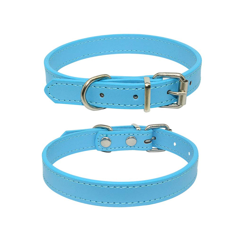 [Australia] - Junorstar Basic Classic PU Leather Dog Collars for Small Medium and Large Dogs, Pet Collars for Puppy Cats Blue 