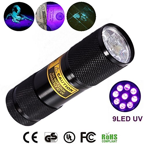 [Australia] - Bright Eyes 2-PACK - Best Black Light - Top UV Pet Urine Stain Detector - Head Lice or Bed Bug Revealer (Aluminum, 9 LED) 