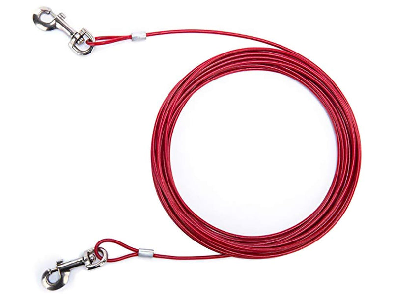 [Australia] - Dog Stake Tie Out Cable and Reflective Stake 16 ft Outdoor, Yard and Camping, for Medium to Large Dogs Up to 125 lbs 16ft cable, 18" stake Red 