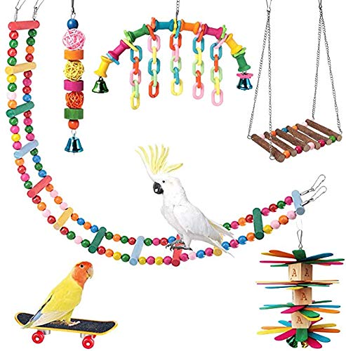 Bird Parrot Toys Ladders Swing Chewing Toys Hanging Pet Bird Cage Accessories Hammock Swing Toy for Small Parakeets Cockatiels, Lovebirds, Conures, Macaws, Lovebirds, Finches - PawsPlanet Australia