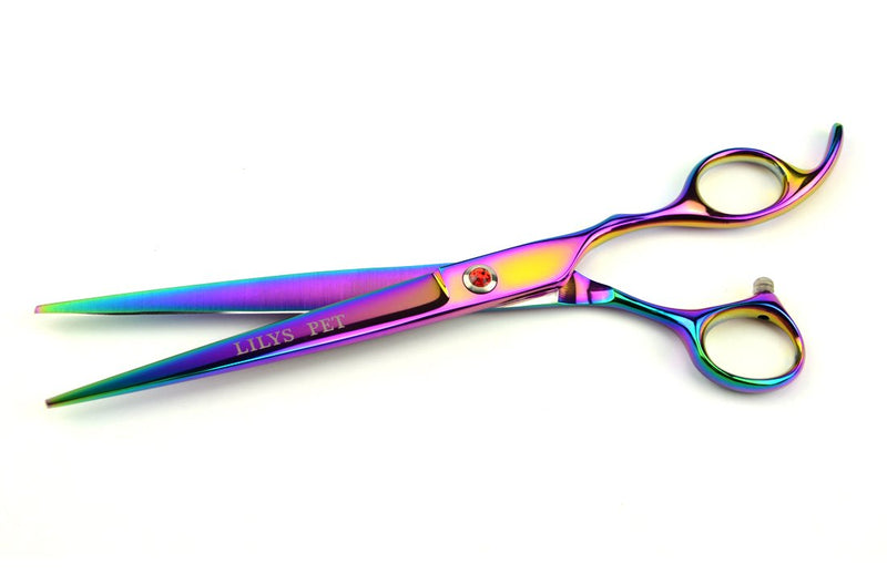 [Australia] - LILYS PET Professional PET Grooming Scissors Kit,Coated Titanium,Sharp and Strong Stainless Steel Blade for Dogs Cats Hair Cutting,3 Pieces of Scissors with a Comb and a Case 8.0 inches Rainbow 