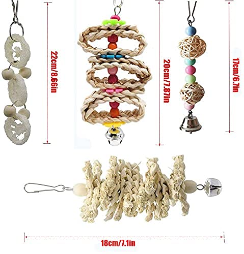 JIAYUE Bird Parrot Swing Toys - 12pcs, Parrots Chewing Toys Natural Wood Bungee Bird Toy for Small Parakeets, Cockatiels, Conures, Finches, Budgie, Macaws, Parrots, Love Birds Cage Accessories - PawsPlanet Australia