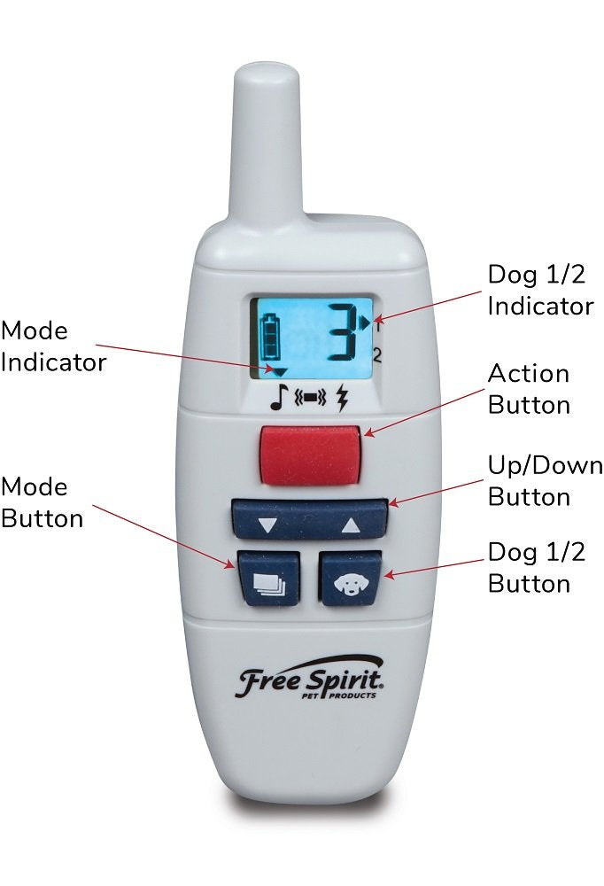 [Australia] - Free Spirit Remote Trainer - Rechargeable Dog E-Collar - 330-Yard Range - Waterproof Collar - Tone/Beep, Vibrate and 99 Levels of Shock 