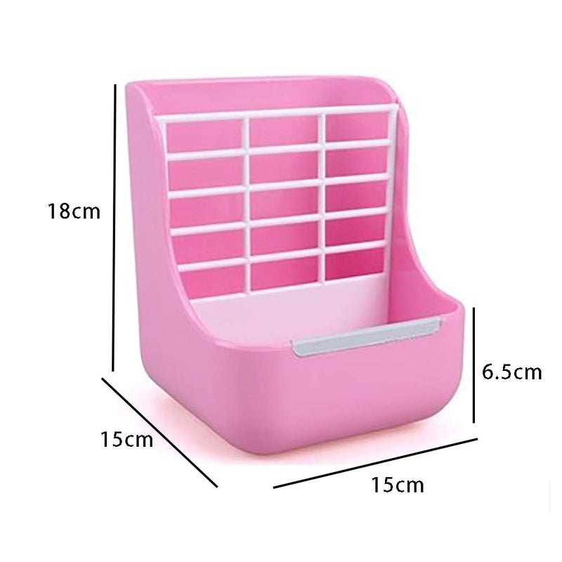 Zunbo 2 in 1 Plastic Frame Hay Feeder Feeding System for Rabbits Guinea Pigs Chinchilla and Other Small Animals (Pink) Pink - PawsPlanet Australia