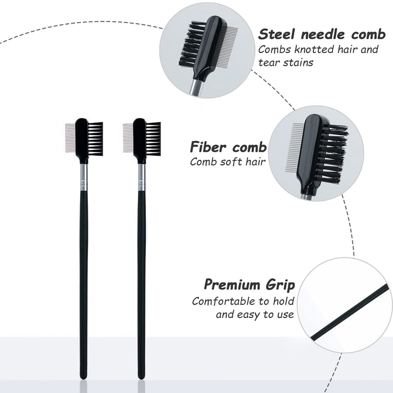 Pack of 2 Tear Stain Removal Comb YUTOU Double-Sided Dog Eye Comb Tear Stain Remover Comb Eyelash Brush Grooming Comb Dog Flea Combs for Small Cats Dogs Remove Crust and Mucus - PawsPlanet Australia