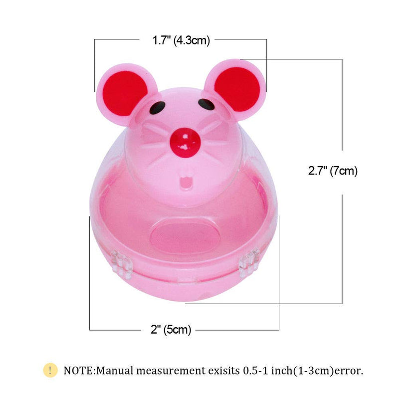 EUYuan 2 Pieces Interactive Cat Food Feeder, Cat Food Ball Dispenser Cat Treat Toy Feeder IQ Treat Training Mouse Shape Tumbler for Kitten Puppy Playing (Pink, White) - PawsPlanet Australia