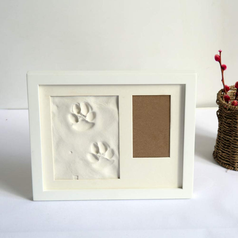 BabyIn Dog or Cat Paw Print Keepsake Folding Photo Frame with Clay for Pet Pawprint Imprint Kit (White) White - PawsPlanet Australia