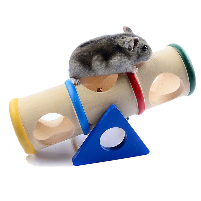 TeTupGa Wooden Hamster Tunnel Tube, Bridge Ladder Tunnel Exercise Seesaw Small Animal House Exercise Toy Playground for Dwarf Rat Hamster - PawsPlanet Australia