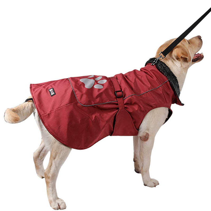 Morezi Dog Pet Cat Winter Warm Coat Jacket Waterproof Clothes Faux Fur Collar for Small Medium Large Dogs - Red - S - PawsPlanet Australia