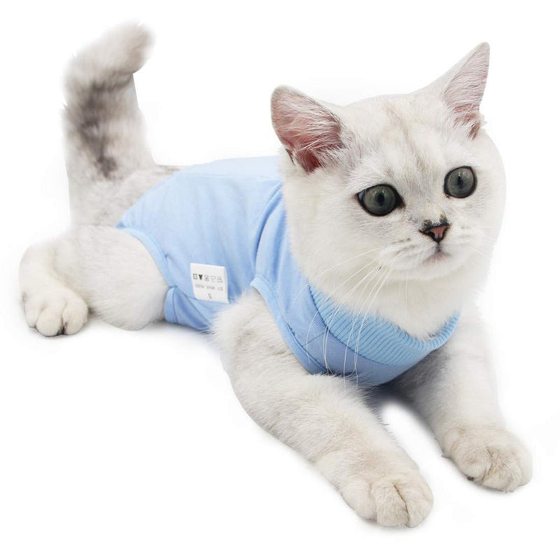 VICTORIE Cat Professional Recovery Suit Surgery Recovery Wear Operation Home Clothing Abdominal Wounds Skin Diseases for Puppy Cats Small Dogs Blue S - PawsPlanet Australia