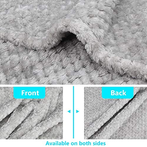 SLSON 2 Pack Pet Blankets for Puppies, Washable Dog Blankets for Small Dogs Pet Throw Blanke for Bed Covers, Couch, Sofa, Crate, Warm Soft Cat Blankets for Indoor Cats, 70x100cm, Grey and White - PawsPlanet Australia