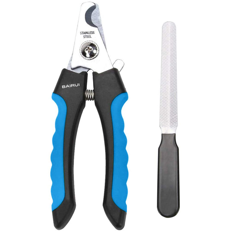 BAIRUI Dog Nail Clippers and Heavy Duty Nail Clippers for Large Dogs, Professional Nail Trimmer for Dogs/Cats to Avoid Overcutting Nails, Includes Nail File (Blue) Blue - PawsPlanet Australia