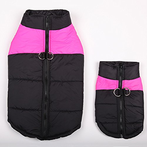 ZoonPark® Pet Dogs Winter Coat Jacket Apparel,Dog Cat Warm Soft Light Waterproof Coat Jacket Vest Harness Padded Puffer Warm Winter Clothes For Small Medium Big Dog, Large Dog (L, Pink) L - PawsPlanet Australia