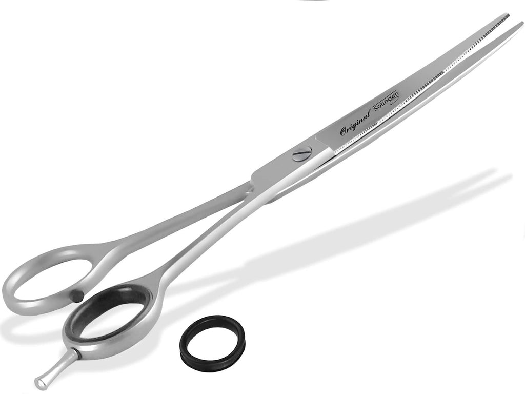 Solingen fur scissors Dog scissors Made in Germany Hair scissors curved with one-sided micro-serration made of stainless steel Dog hair scissors for grooming dogs, cats, pets (7 inches) 7 inches - PawsPlanet Australia