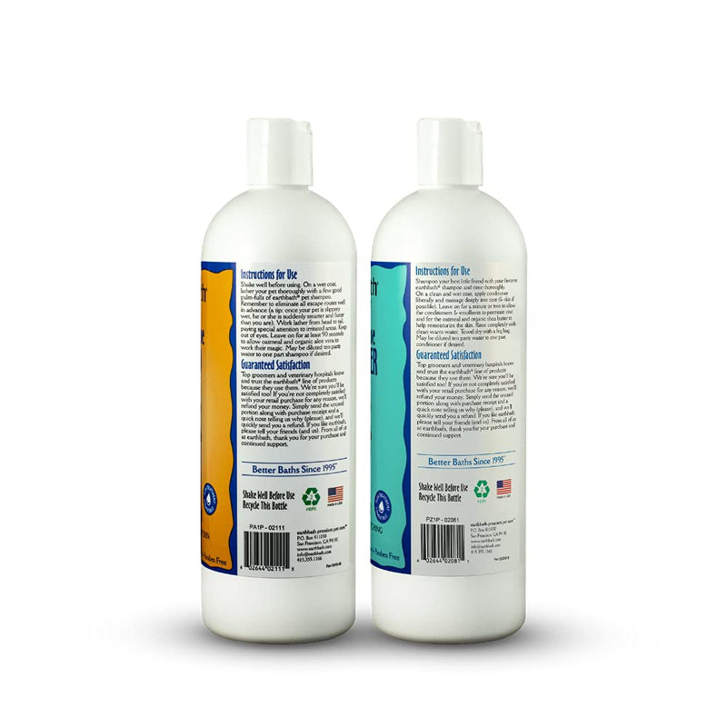 Earthbath Oatmeal & Aloe Shampoo & Conditioner Pet Grooming Set - Itchy, Dry Skin Relief, Made in USA - Vanilla Almond, 16 oz (1 Set) - PawsPlanet Australia