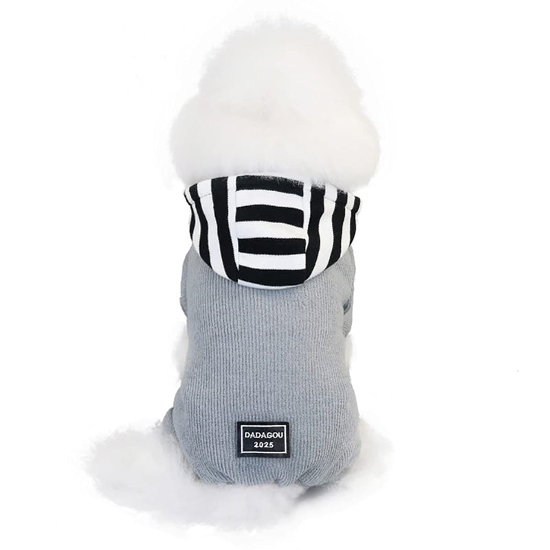 Dog Sweater Dog Clothes Fleece Dog Woolen Sweater Winter Warm Sweat Shirt 4 Legs Jumpsuit Simple Hoodie Fleece Sweater for Small Dog Medium Dog Cat Grey S - PawsPlanet Australia