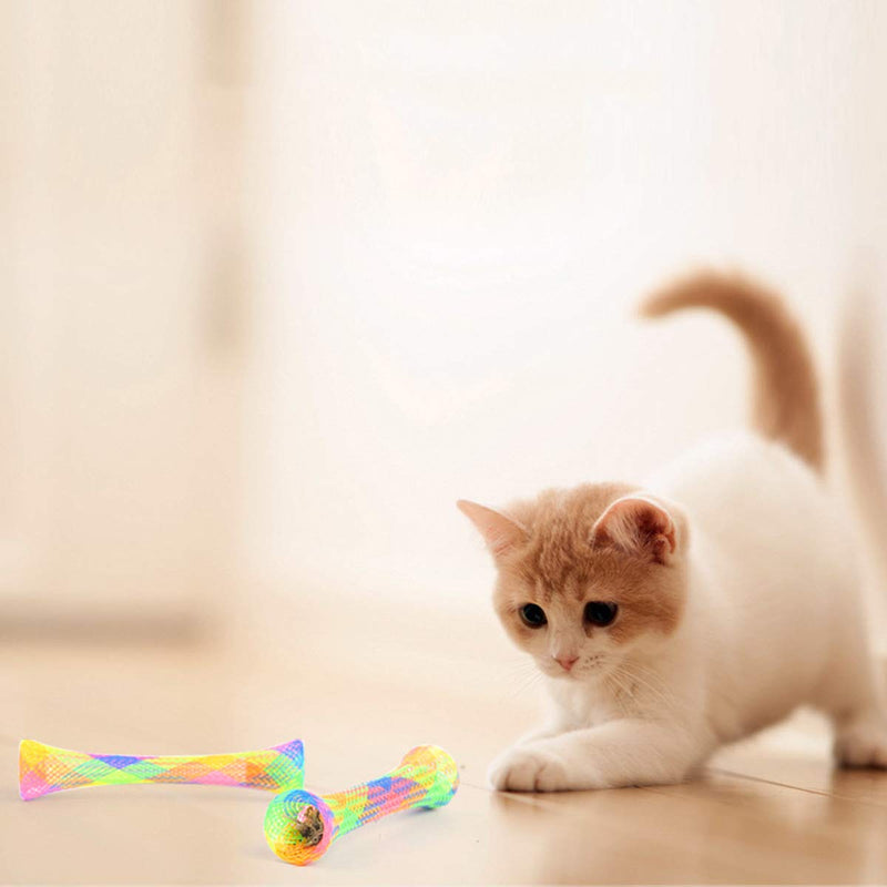 Yueser Funny Cat Spring Toy, 30pcs Colorful Cat Flexible Tube Toy Retractable Nylon Mesh Tube Kitten Chew Toys Pet Interactive Toys - PawsPlanet Australia