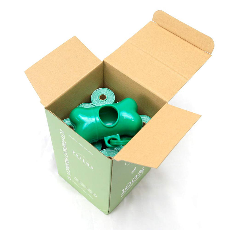 Compostable Dog Poop Bag 18 Roll with dispensers. Compostable & Biodegradable Waste Bags for Dogs Leak-Proof Green - PawsPlanet Australia