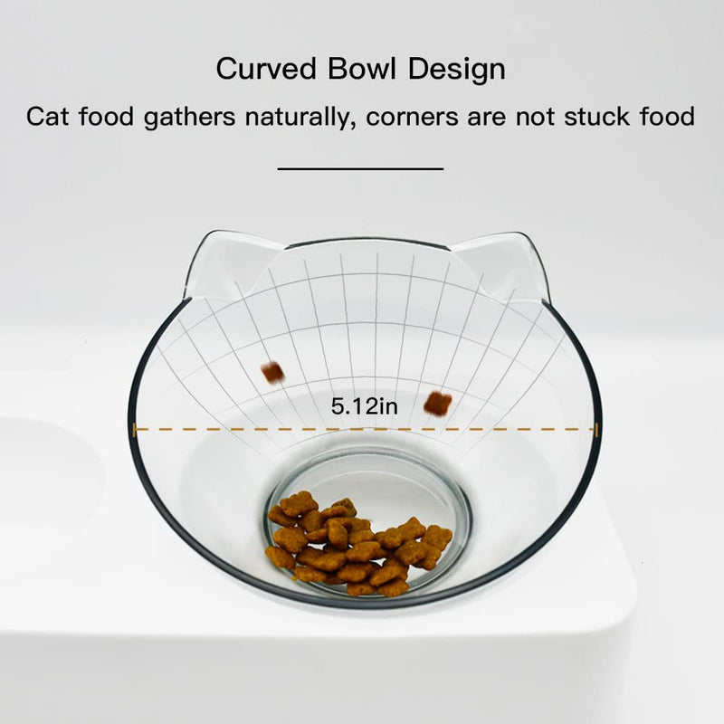 Marchul Transparent Cat Puppy Bowl, Cat Gravity Water Bowl, Tilted Raised Cat Food Bowls A-Double Bowls Mat - PawsPlanet Australia