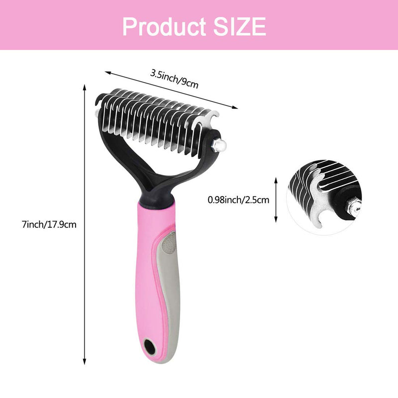 Uoking Pets Grooming Tools, 2 Sided Professional Deshedding Comb Undercoat Rake to Remove Loose Knots, Mats, Tangles Hairs Fits for Pets, Cats, Dogs, Horses and Rabbits（Pink） Pink - PawsPlanet Australia