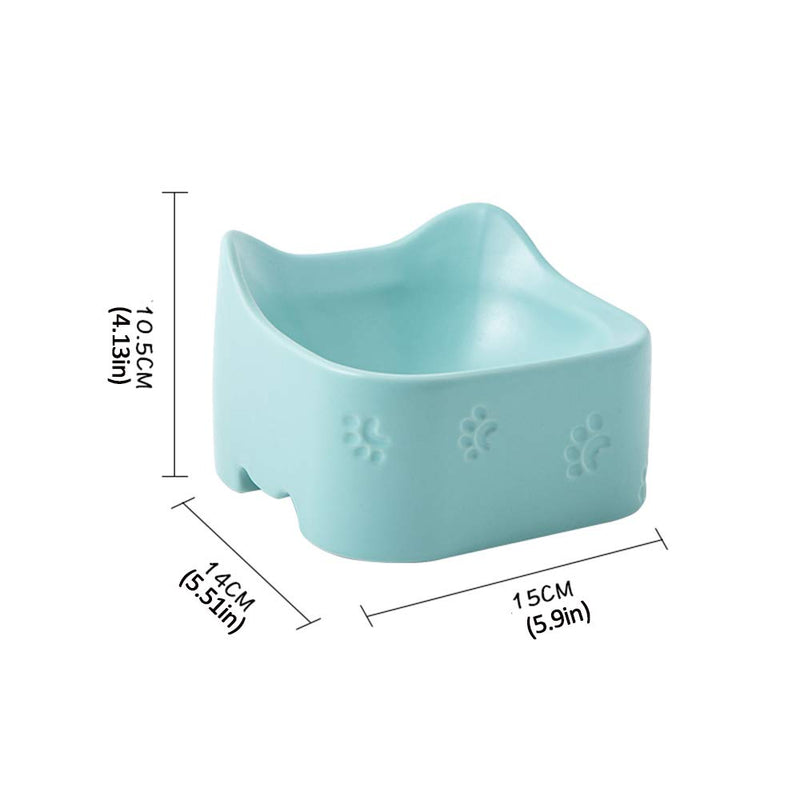 HCHLQLZ Blue Ceramic Cat Bowl,Raised Cat Food Bowls Tilted Elevated Cat Bowl,Ceramic Pet Food Bowl for Flat-Faced Cats,Small Dogs,Protect Pet's Spine,Dishwasher Safe - PawsPlanet Australia