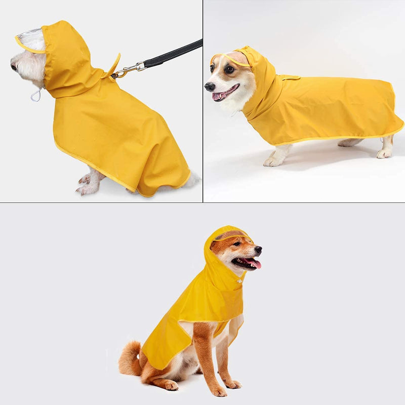 Dog Raincoat Pet Waterproof Jacket with Hood & Collar Hole Transparent brim,Ultra-Light Breathable Adjustable Dog Hooded Rain Jacket for Small Medium Large Dog M - PawsPlanet Australia