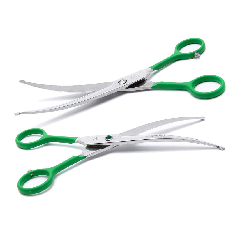 LovinPet Pet 7" Curved Scissor Right/Left-Handed Pet Round-Tip Grooming Stainless Steel Safety Trimming Shears for Dogs and Cats (Easy use Curved Scissor) Green - PawsPlanet Australia