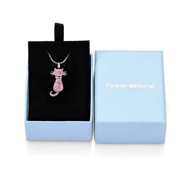 [Australia] - Imrsanl Lovely Cat Urn Necklace Memorial Pendant for Ashes Holder Stainless Steel Keepsake Cremation Jewelry for Pet Ashes Pink 