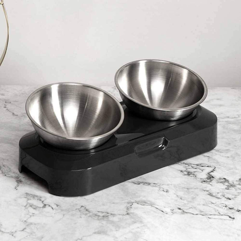 [Australia] - Shinea Raised Cat Bowls Stainless Steel Material, 15° Tilted Elevated Cat Bowl Food and Water Bowls,Pet Feeding Bowls for Cats and Small Dogs 