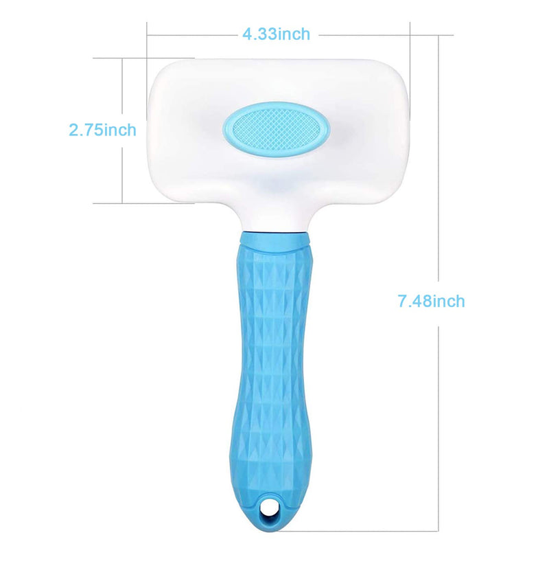 Self Cleaning Brush for Dogs Cats-Pet Slicker Brush Dogs Long Hair-Cleaning Large Dog Brush for Shedding Pet Tangled Hair,Pet Hair Removes Loose Undercoat Upgrade Self Cleaning-Blue - PawsPlanet Australia