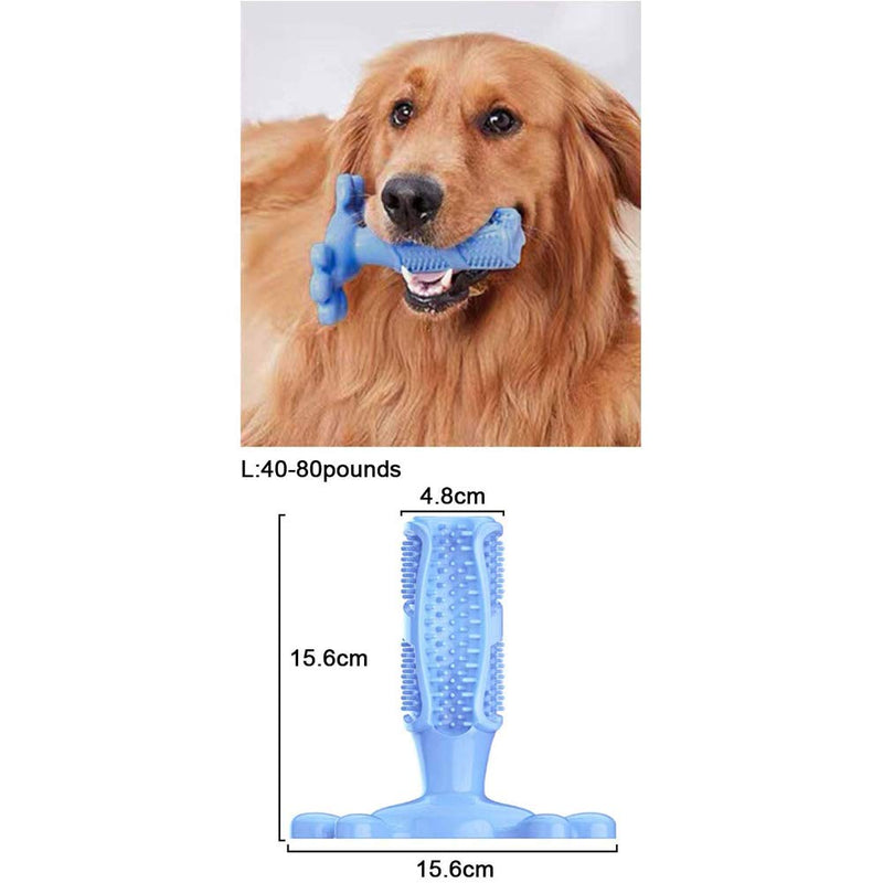 YUIP Dog Toothbrush Toy, Dog Chew Toys, Teeth Cleaning toothbrush Nontoxic Natural Rubber Bite Resistant Toys Blue(L) - PawsPlanet Australia