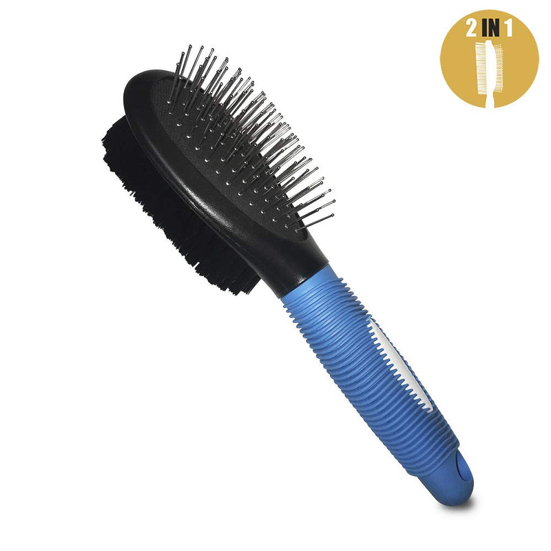 BV Dog Brush and Cat Brush, Pet Grooming Comb, 2 Sided Bristle and Pin for Long and Short Hair Dog, Removing Shedding Hair Medium - Bristle and Pin - PawsPlanet Australia