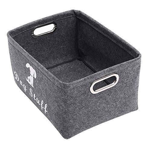 Ctomche Felt Pet Toy and Accessory Storage Bin,Organizer Storage Basket for Pet Toys,Blankets,Leashes and Food,Large Dog Toys Storage Box Gray-dog 39cm L x 28cm W x 22cm H Graydog - PawsPlanet Australia