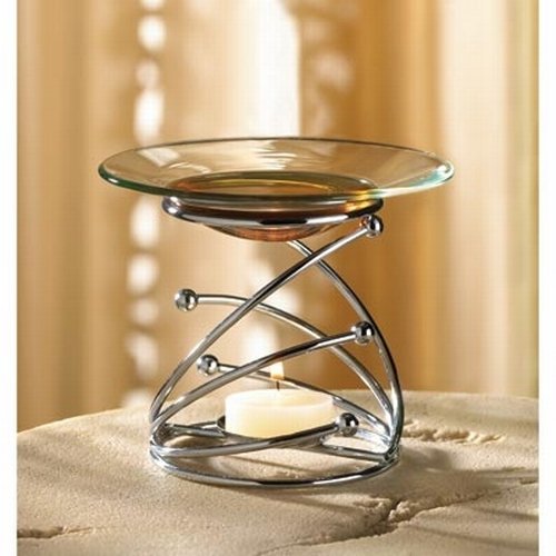 Gifts & Decor Modern Art Style Tealight Candle Holder Scented with Oil Warmer Silver - PawsPlanet Australia