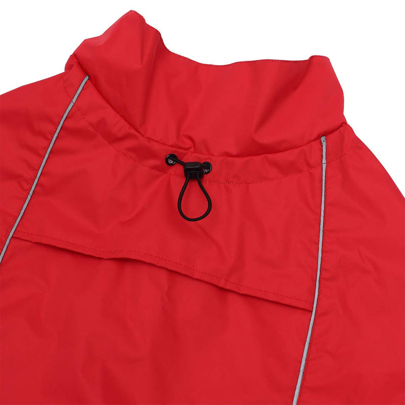 Dog raincoat, rain poncho for dogs, rain gear for dogs, dog clothes with adjustable bands and drawstring, fit for medium large dogs - Red - XXXL - PawsPlanet Australia